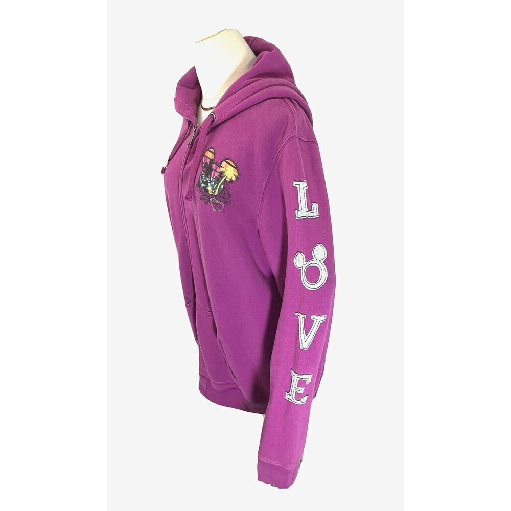 Disney World Parks Women Purple Hoodie Sweatshirt XXL Peace Love Est 1971 Mickey